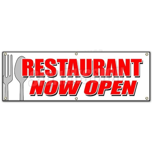 RESTAURANT NOW OPEN BANNER SIGN grand opening new management happy hour